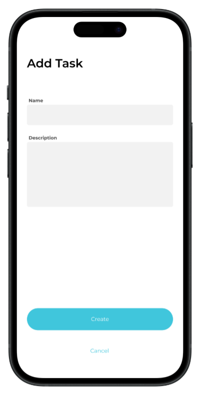 Screenshot of the add task screen of a todo list app