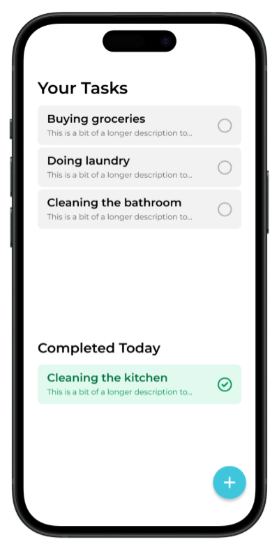 Screenshot of the home screen of a todo list app